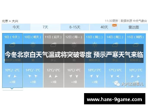 今冬北京白天气温或将突破零度 预示严寒天气来临