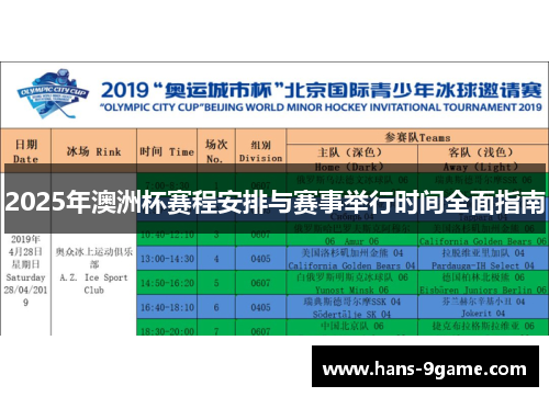 2025年澳洲杯赛程安排与赛事举行时间全面指南 2025年澳洲杯赛程安排与赛事举行时间全面指南